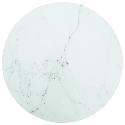 Table Top White ?70x0.8 cm Tempered Glass with Marble Design