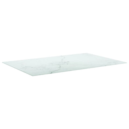 Table Top White 100x62 cm 8mm Tempered Glass with Marble Design