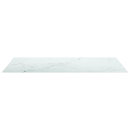 Table Top White 100x62 cm 8mm Tempered Glass with Marble Design