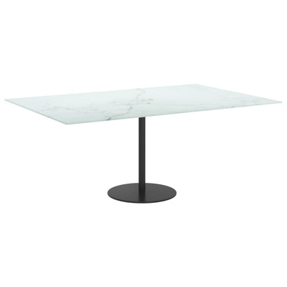Table Top White 100x62 cm 8mm Tempered Glass with Marble Design