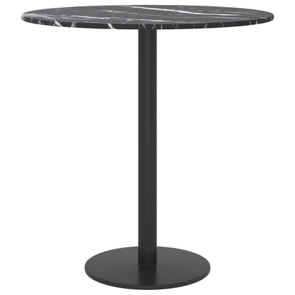 Table Top Black Ø40x0.8 cm Tempered Glass with Marble Design