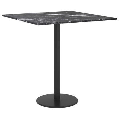 Table Top Black 40x40 cm 6 mm Tempered Glass with Marble Design