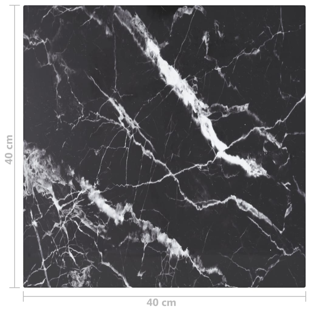 Table Top Black 40x40 cm 6 mm Tempered Glass with Marble Design