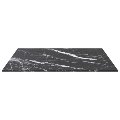 Table Top Black 50x50 cm 6 mm Tempered Glass with Marble Design
