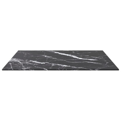 Table Top Black 60x60 cm 6 mm Tempered Glass with Marble Design