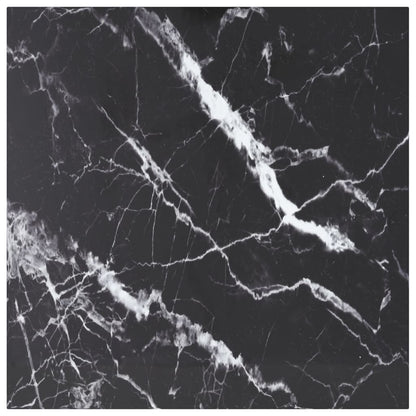 Table Top Black 70x70 cm 6 mm Tempered Glass with Marble Design