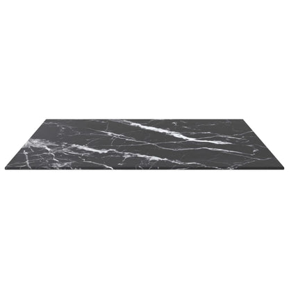 Table Top Black 70x70 cm 6 mm Tempered Glass with Marble Design