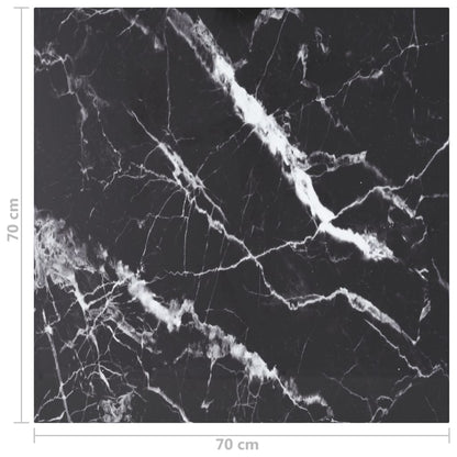 Table Top Black 70x70 cm 6 mm Tempered Glass with Marble Design