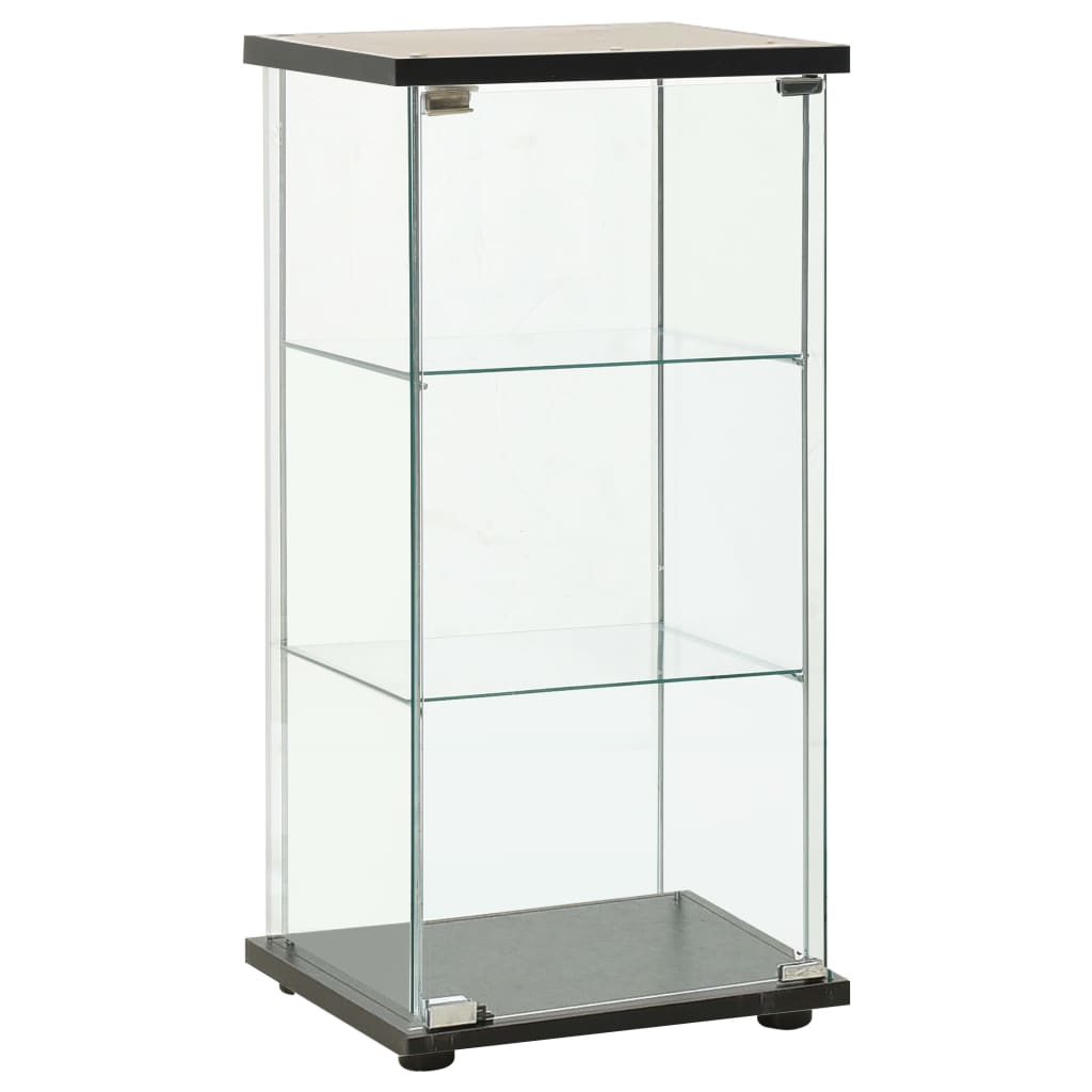 Storage Cabinet | Black and Clear | Toughened Glass and Engineered Wood