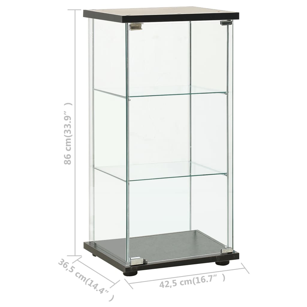 Storage Cabinet | Black and Clear | Toughened Glass and Engineered Wood