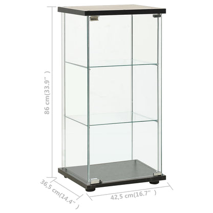 Storage Cabinet | Black and Clear | Toughened Glass and Engineered Wood