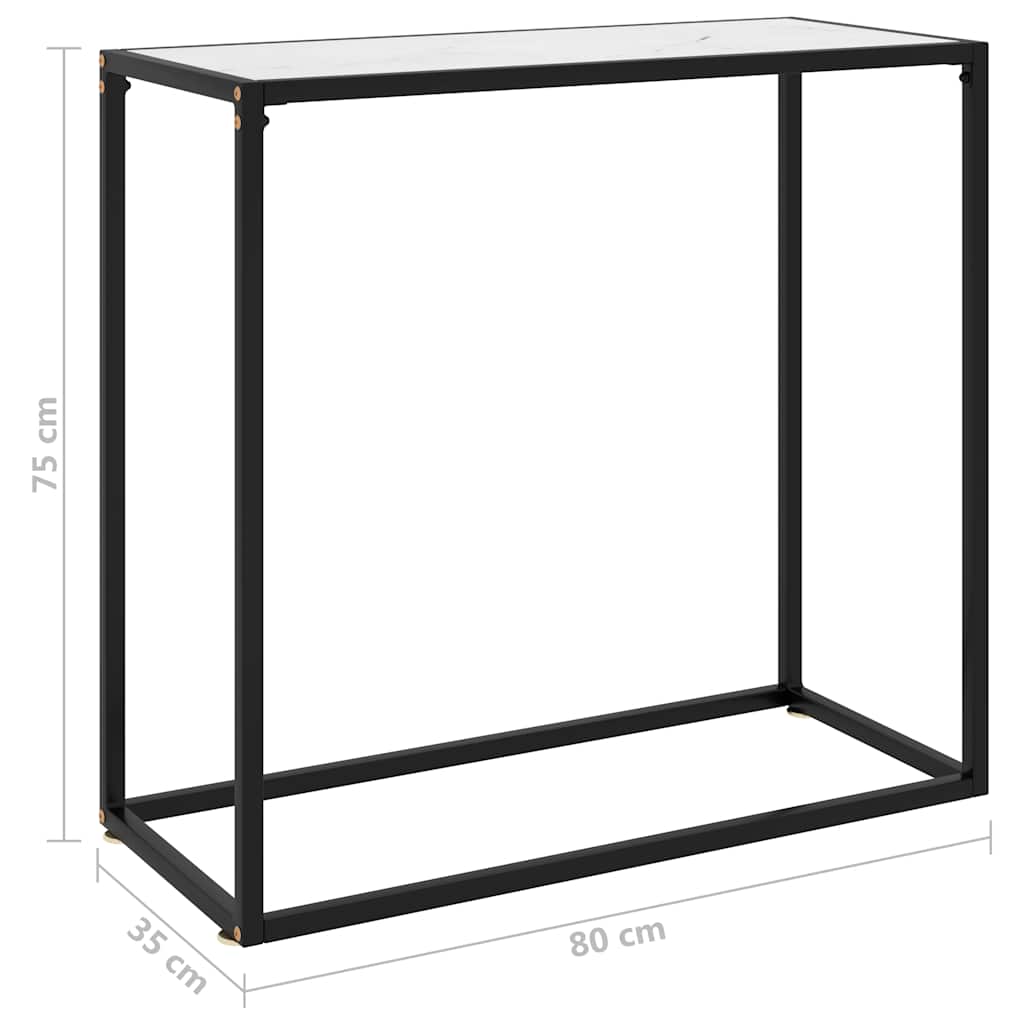 Console Table White 80x35x75 cm Tempered Glass