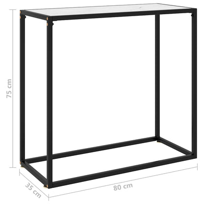 Console Table White 80x35x75 cm Tempered Glass