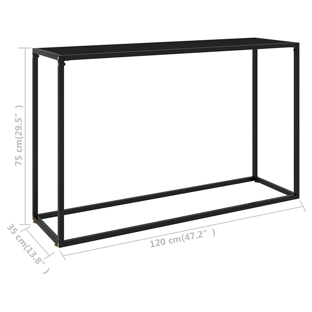 322816 vidaXL Console Table Black 120x35x75 cm Tempered Glass