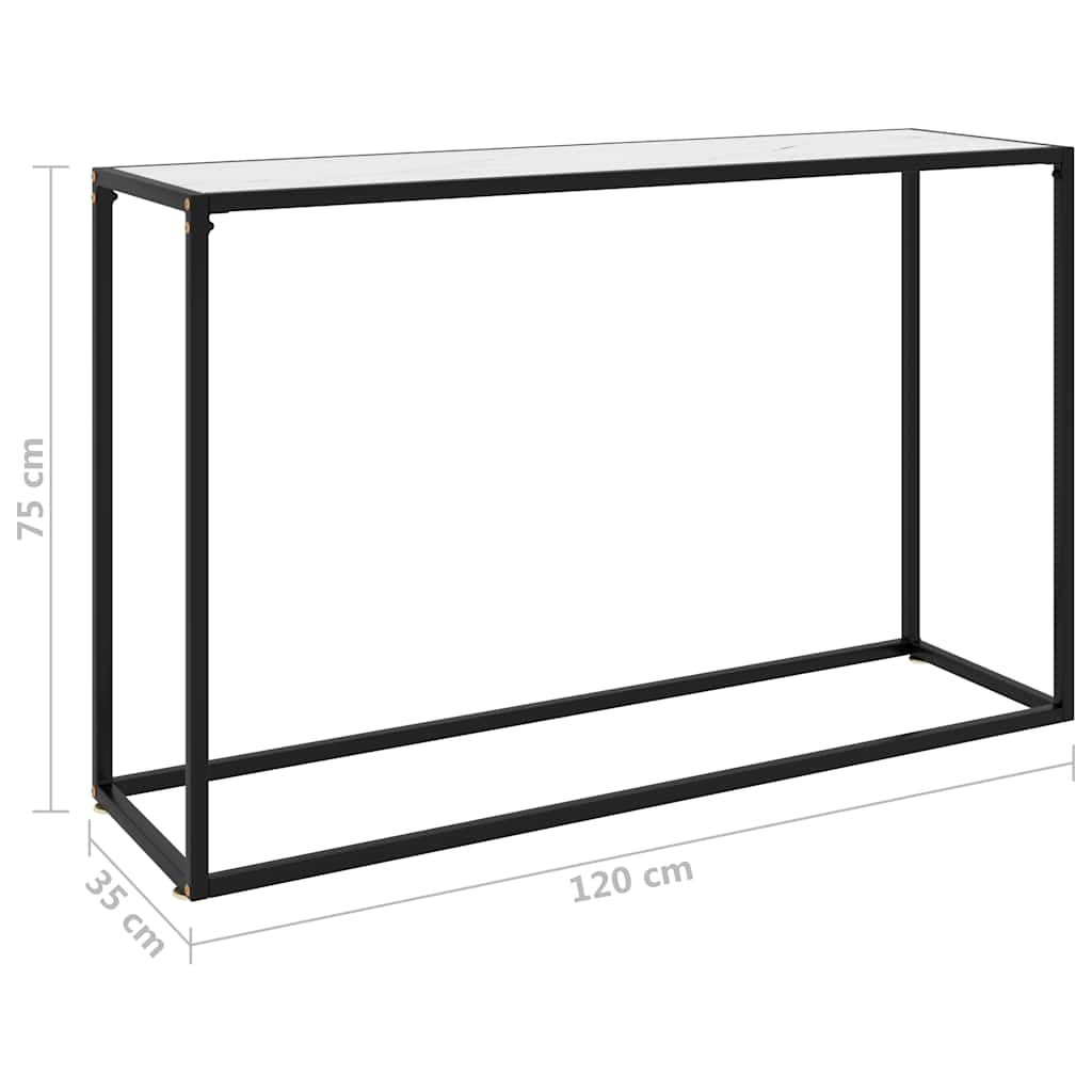 322817 vidaXL Console Table White 120x35x75 cm Tempered Glass
