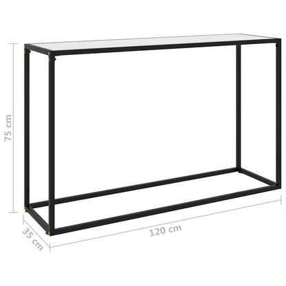 322817 vidaXL Console Table White 120x35x75 cm Tempered Glass