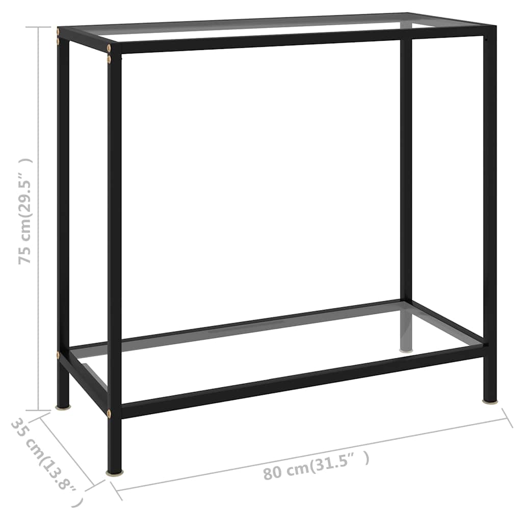 322831 vidaXL Console Table Transparent 80x35x75 cm Tempered Glass