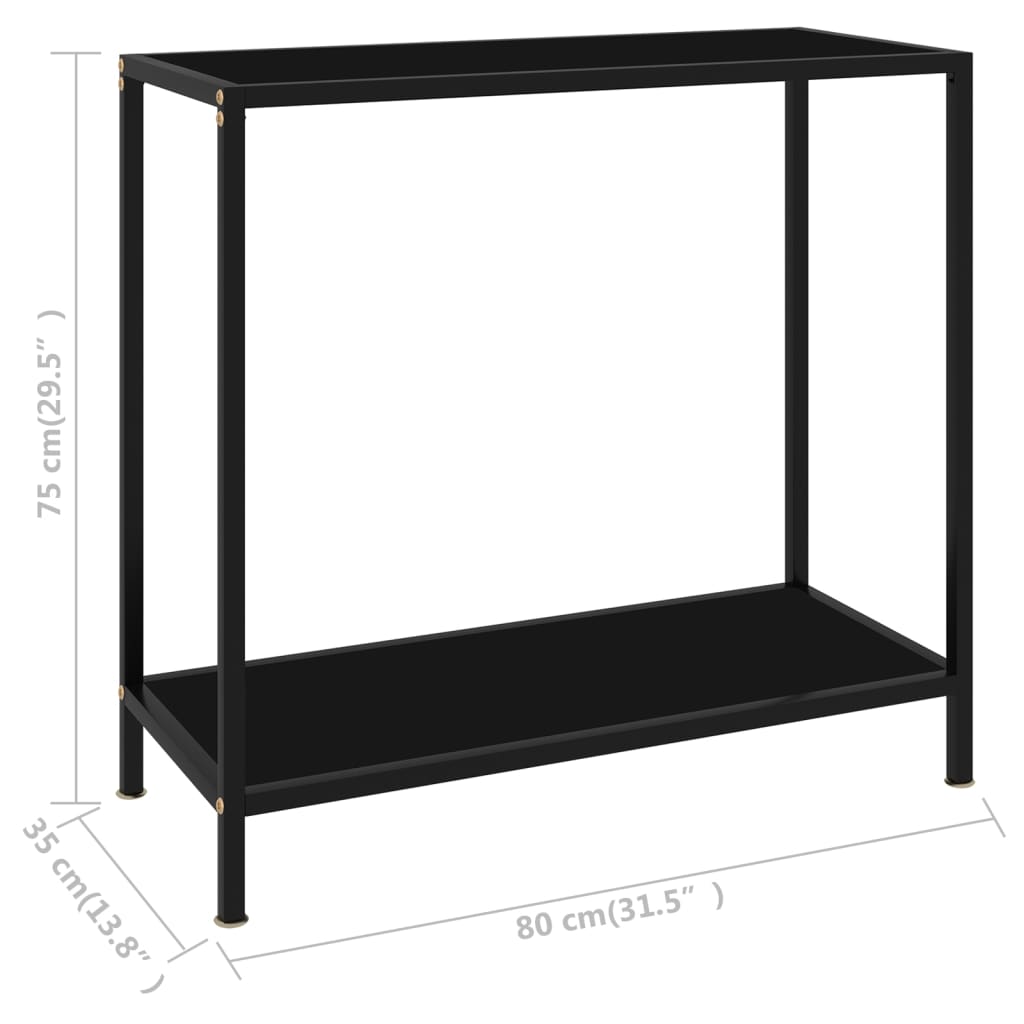 Console Table | Black | Tempered Glass & Powder-Coated Steel | Medium