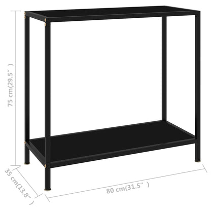 Console Table | Black | Tempered Glass & Powder-Coated Steel | Medium