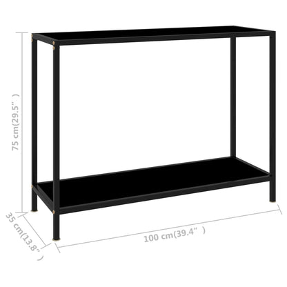 Console Table | Black | Tempered Glass, Powder-Coated Steel