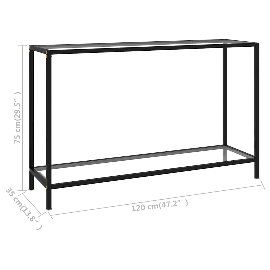 322839 vidaXL Console Table Transparent 120x35x75 cm Tempered Glass