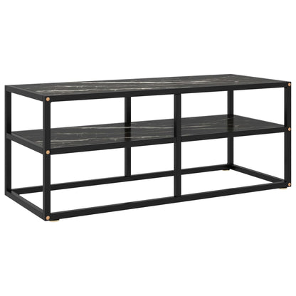 TV Cabinet Black with Black Marble Glass 100x40x40 cm