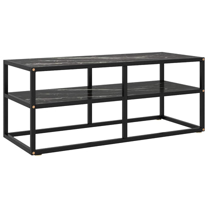 322858 vidaXL TV Cabinet Black with Black Marble Glass 100x40x40 cm