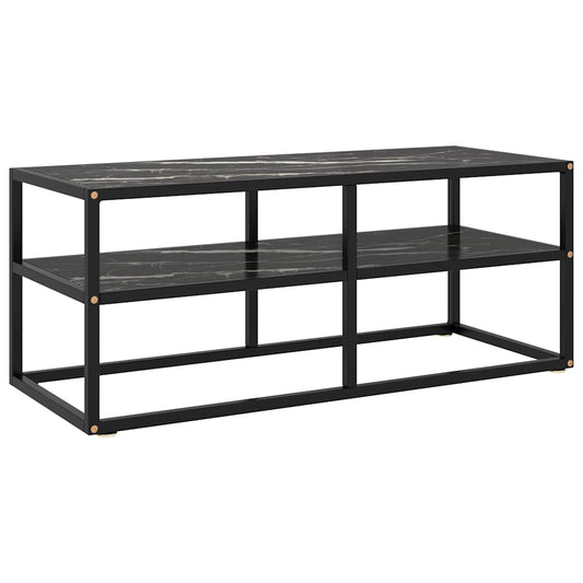 322858 vidaXL TV Cabinet Black with Black Marble Glass 100x40x40 cm