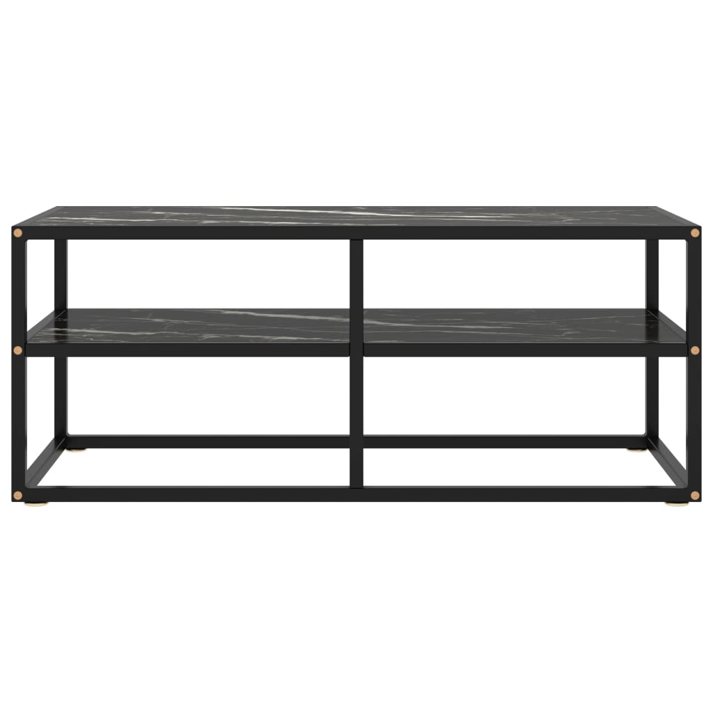 TV Cabinet Black with Black Marble Glass 100x40x40 cm
