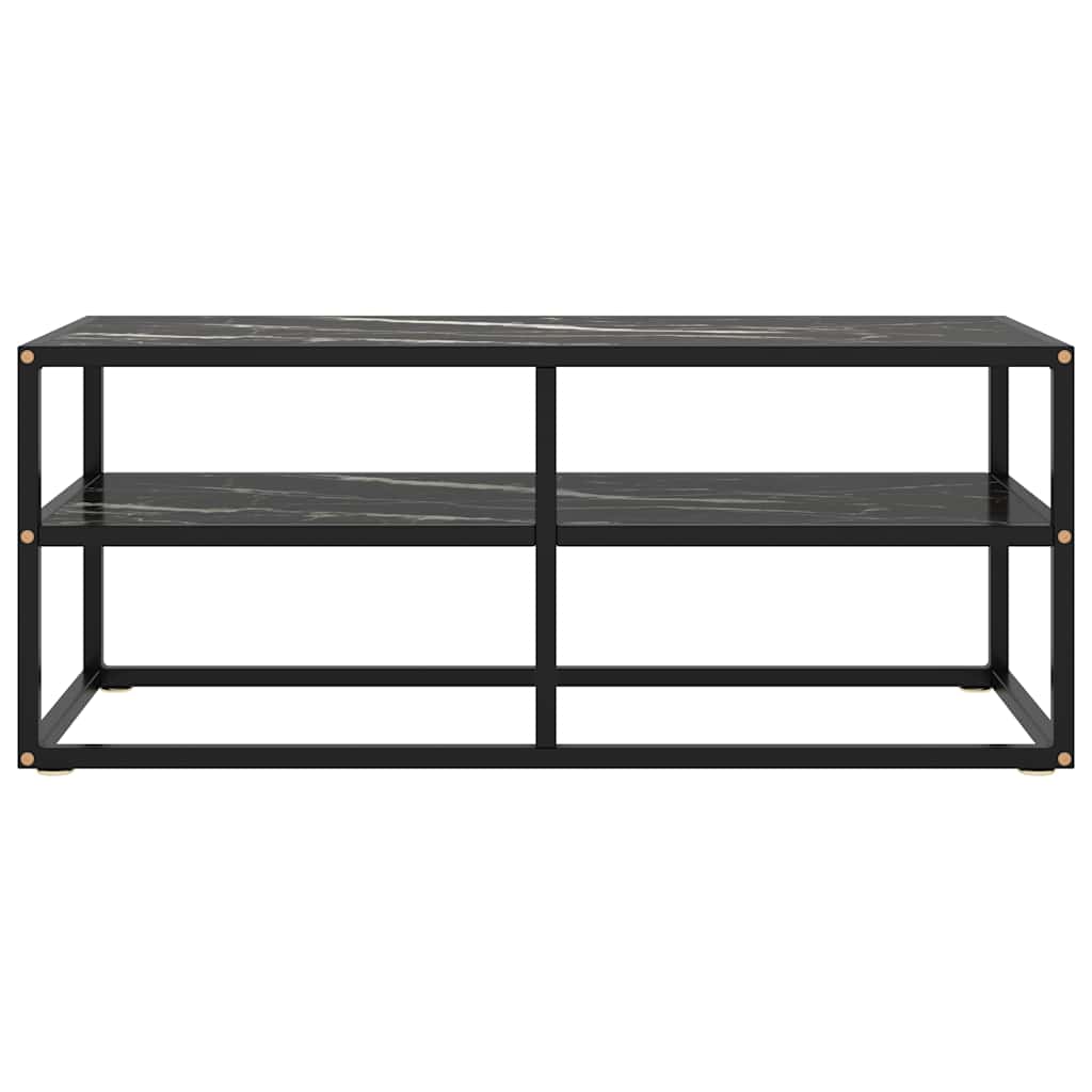322858 vidaXL TV Cabinet Black with Black Marble Glass 100x40x40 cm