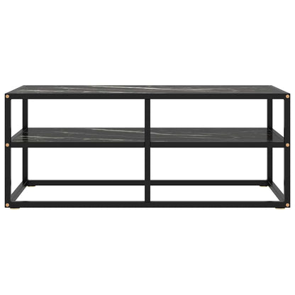 322858 vidaXL TV Cabinet Black with Black Marble Glass 100x40x40 cm