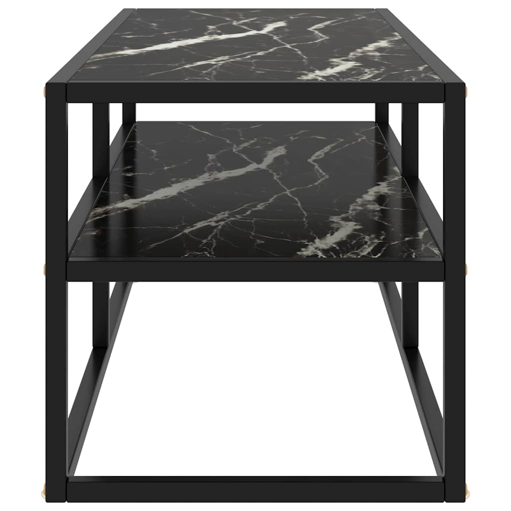 322858 vidaXL TV Cabinet Black with Black Marble Glass 100x40x40 cm