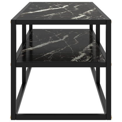 322858 vidaXL TV Cabinet Black with Black Marble Glass 100x40x40 cm