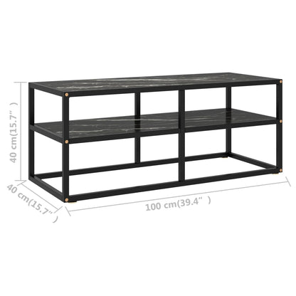 TV Cabinet Black with Black Marble Glass 100x40x40 cm