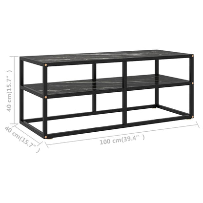 322858 vidaXL TV Cabinet Black with Black Marble Glass 100x40x40 cm