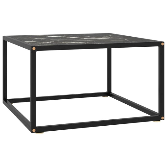Coffee Table Black with Black Marble Glass 60x60x35 cm