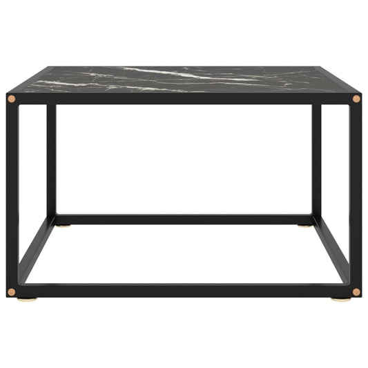 Coffee Table Black with Black Marble Glass 60x60x35 cm