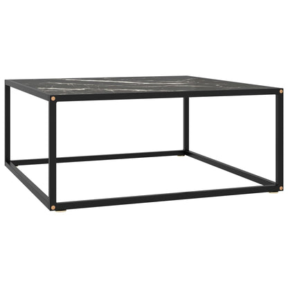 322878 vidaXL Coffee Table Black with Black Marble Glass 80x80x35 cm