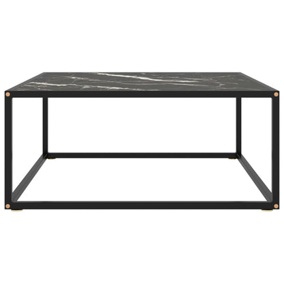 Coffee Table Black with Black Marble Glass 80x80x35 cm