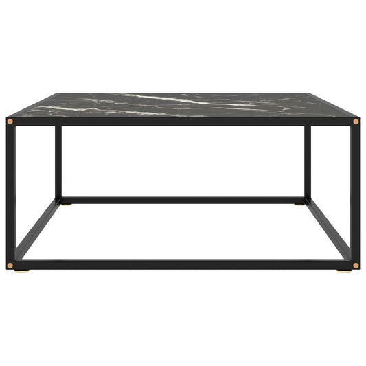 Coffee Table Black with Black Marble Glass 80x80x35 cm