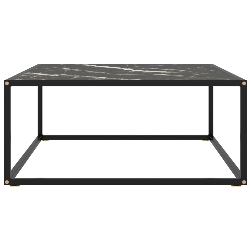 322878 vidaXL Coffee Table Black with Black Marble Glass 80x80x35 cm