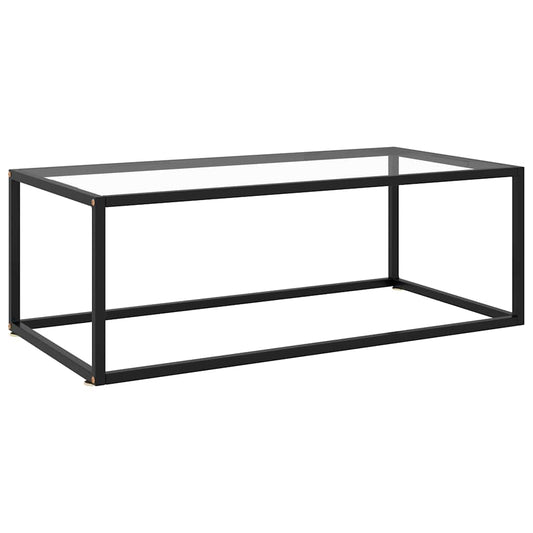 322879 vidaXL Coffee Table Black with Tempered Glass 100x50x35 cm