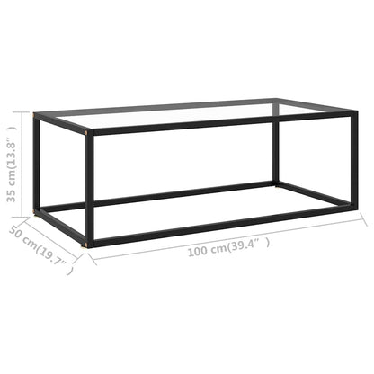 322879 vidaXL Coffee Table Black with Tempered Glass 100x50x35 cm