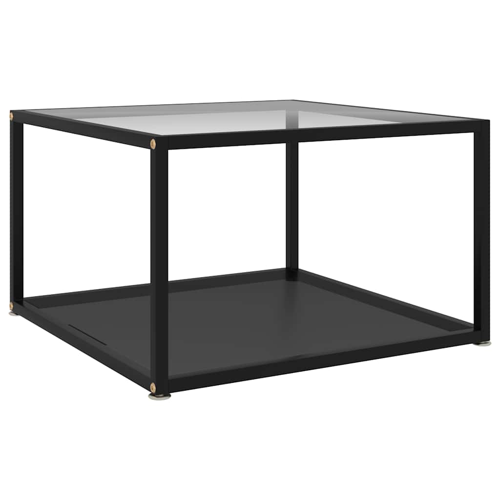 322891 vidaXL Coffee Table Transparent and Black 60x60x35 cm Tempered Glass