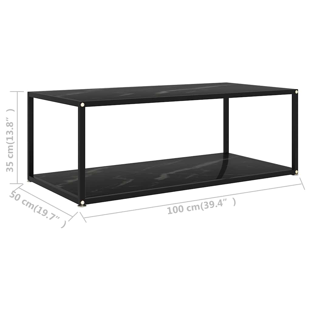 322900 vidaXL Coffee Table Black 100x50x35 cm Tempered Glass