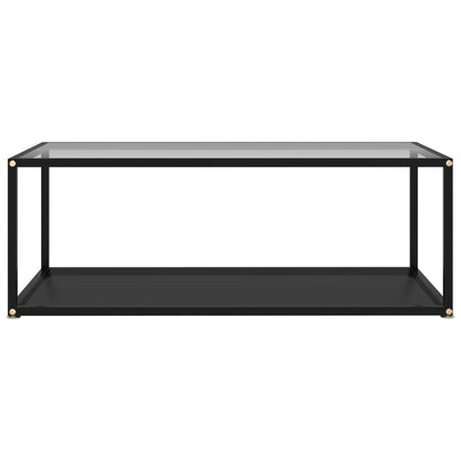 Coffee Table Transparent and Black 100x50x35 cm Tempered Glass