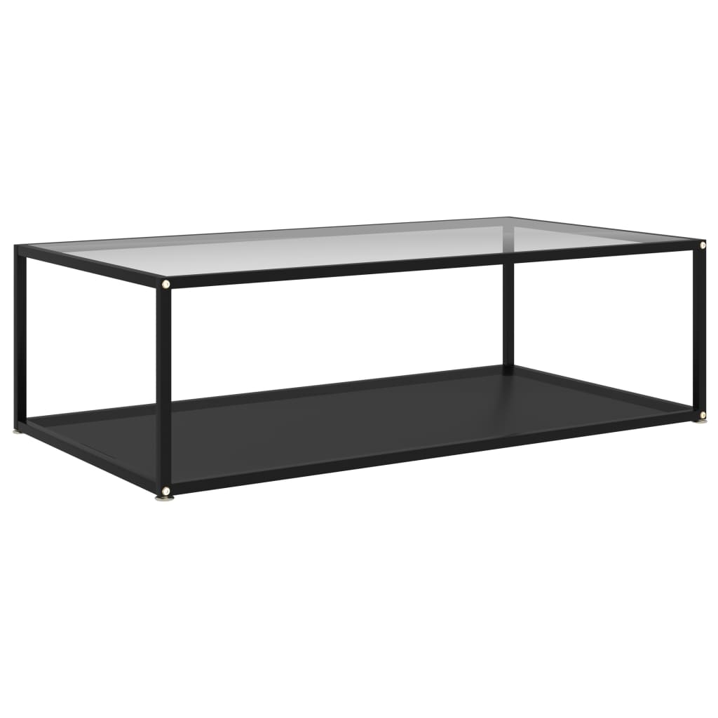 Coffee Table Transparent and Black 120x60x35 cm Tempered Glass