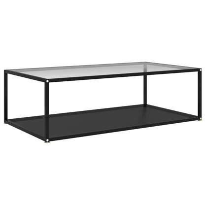 Coffee Table Transparent and Black 120x60x35 cm Tempered Glass