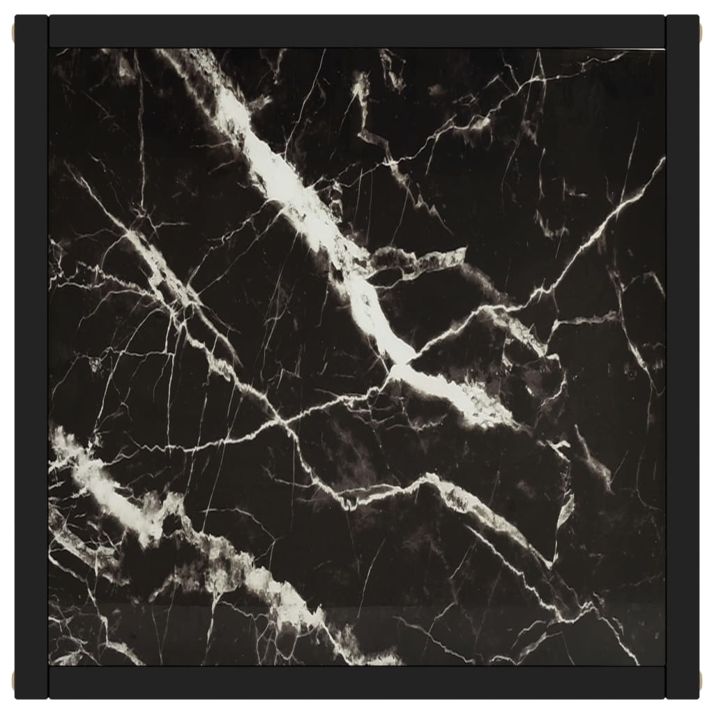 Coffee Table Black with Black Marble Glass 40x40x50 cm