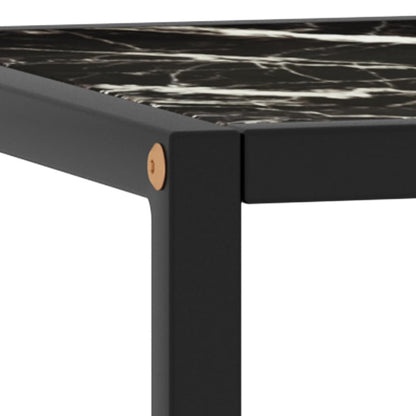 Coffee Table Black with Black Marble Glass 40x40x50 cm